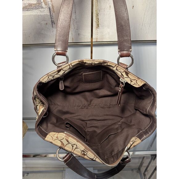 Vintage Coach Brown Signature Buckle Shoulder Tote Bag